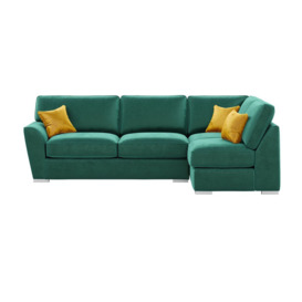 Majestic New Right Hand Corner Sofa with Fitted  Back Cushions, dark green/mustard - thumbnail 1