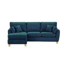 James Left Corner Sofa, teal, Leg colour: like oak