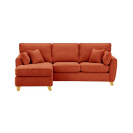 James Left Corner Sofa, burnt orange, Leg colour: like oak