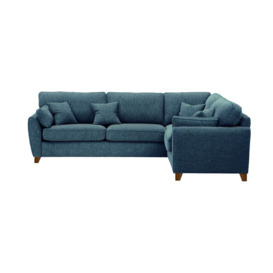 James Large Right Corner Sofa, teal, Leg colour: dark oak