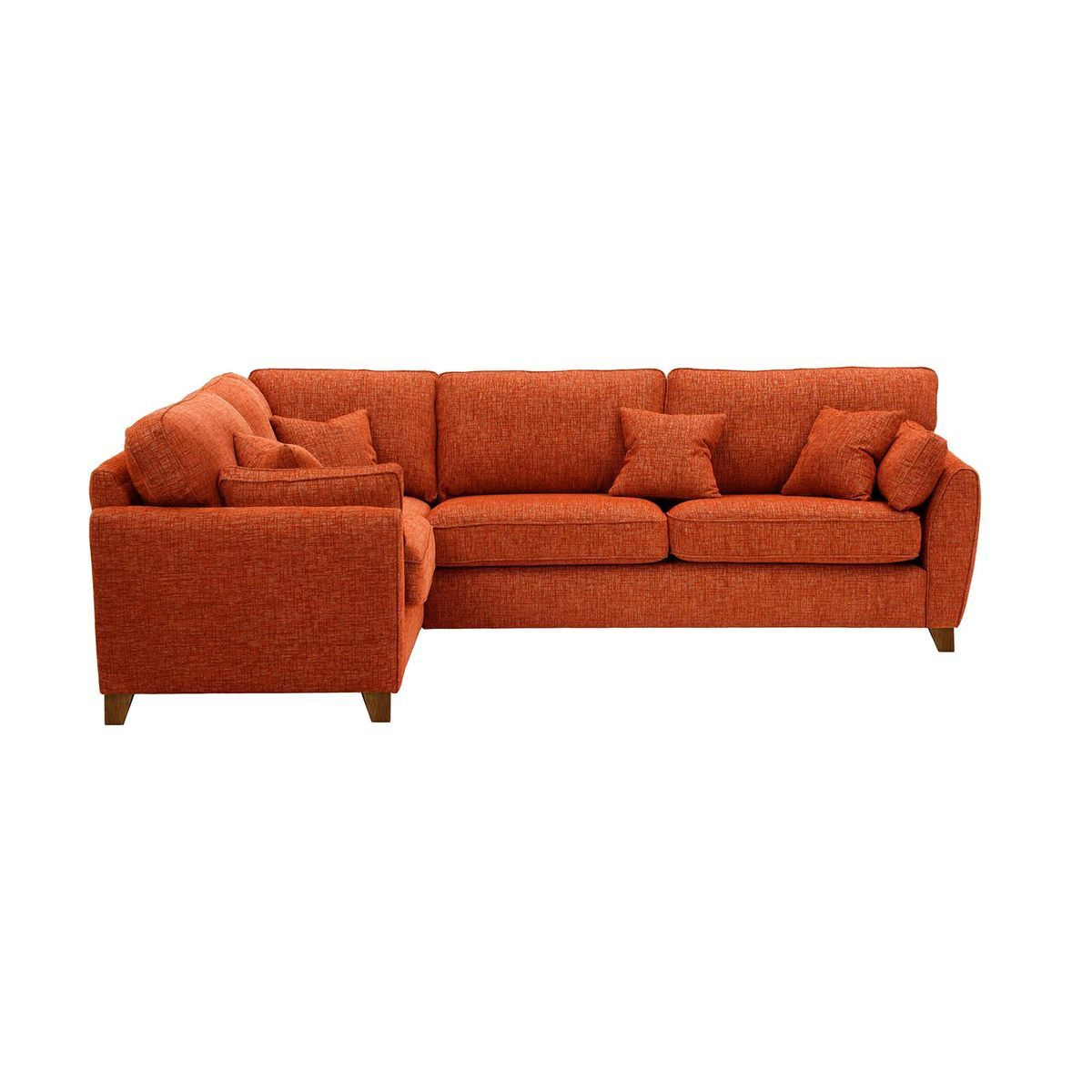 James Large Left Corner Sofa, burnt orange, Leg colour: dark oak - image 1