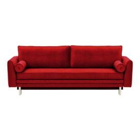 Boris Sofa Bed with Storage, dark red, Leg colour: white
