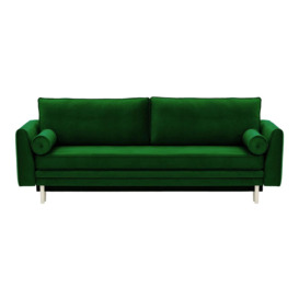 Boris Sofa Bed with Storage, dark green, Leg colour: white