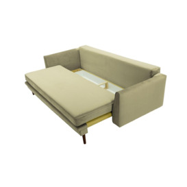 Boris Sofa Bed with Storage, beige, Leg colour: dark oak - thumbnail 2