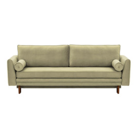 Boris Sofa Bed with Storage, beige, Leg colour: dark oak - thumbnail 1