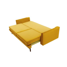 Cornelia Sofa Bed with Storage, mustard, Leg colour: dark oak - thumbnail 2
