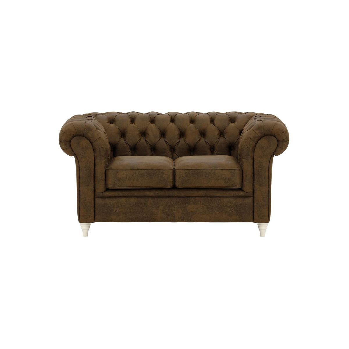 Chesterfield 2 Seater Sofa, Dark Brown, Leg colour: white - image 1