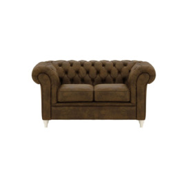 Chesterfield 2 Seater Sofa, Dark Brown, Leg colour: white - thumbnail 1
