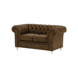 Chesterfield 2 Seater Sofa, Dark Brown, Leg colour: white - thumbnail 3