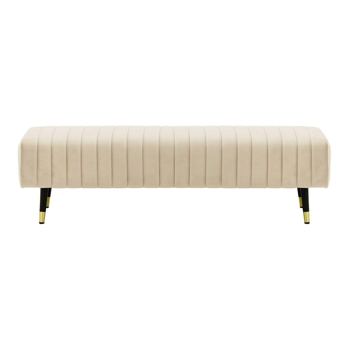 Slender Footstool with quilting, light beige - image 1