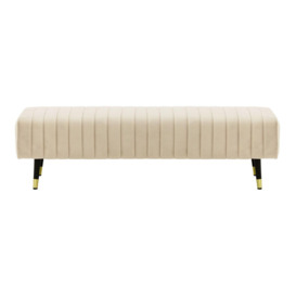 Slender Footstool with quilting, light beige