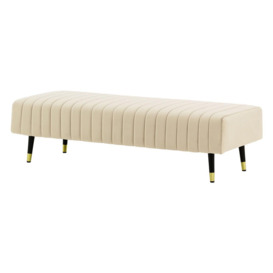 Slender Footstool with quilting, light beige - thumbnail 3