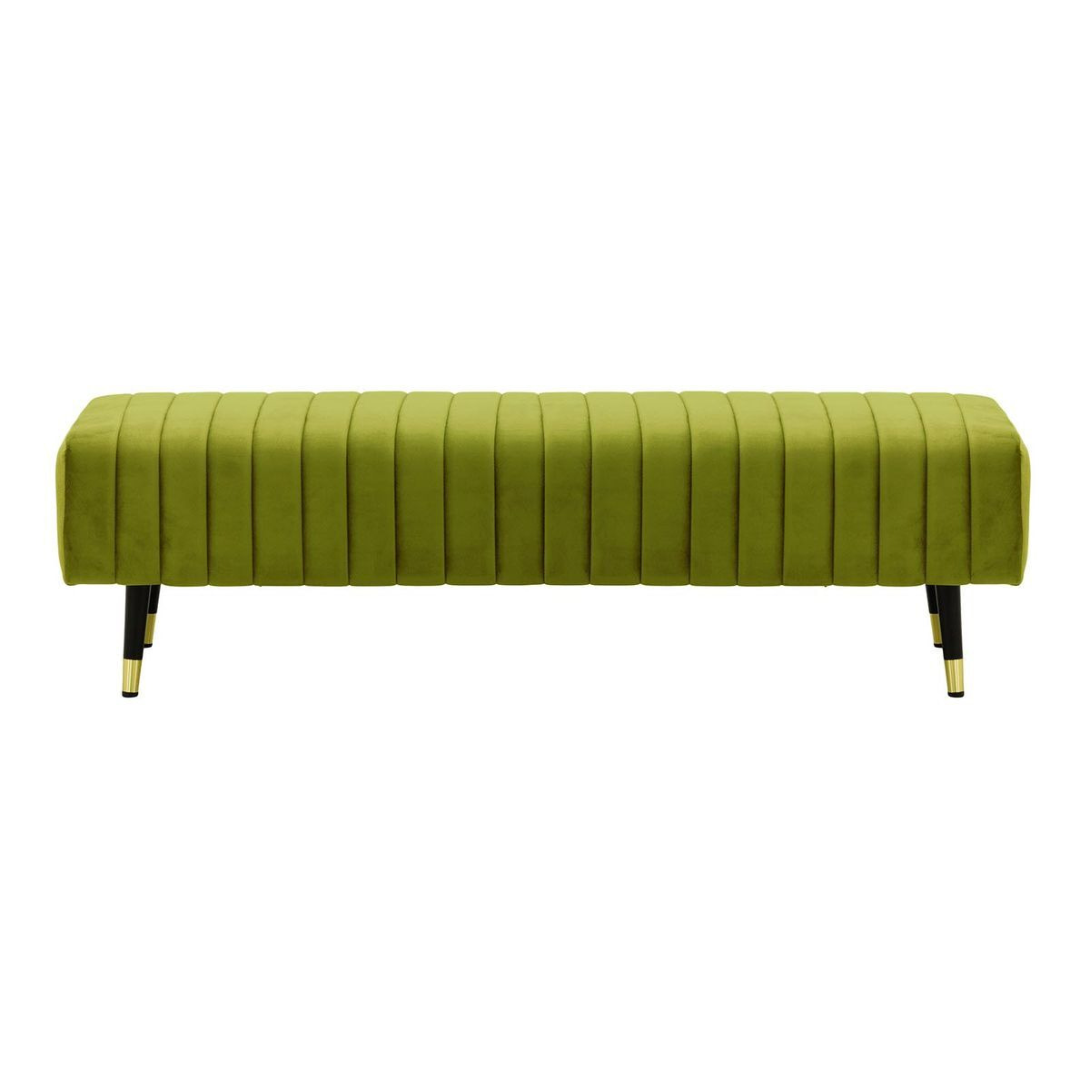 Slender Footstool with quilting, olive green - image 1