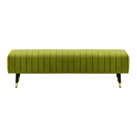 Slender Footstool with quilting, olive green