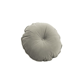 Velvet round single-button cushion, silver