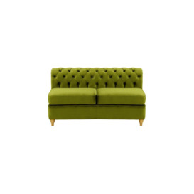 Chesterfield 2 Seater Modular Unit (2CP), olive green, Leg colour: like oak