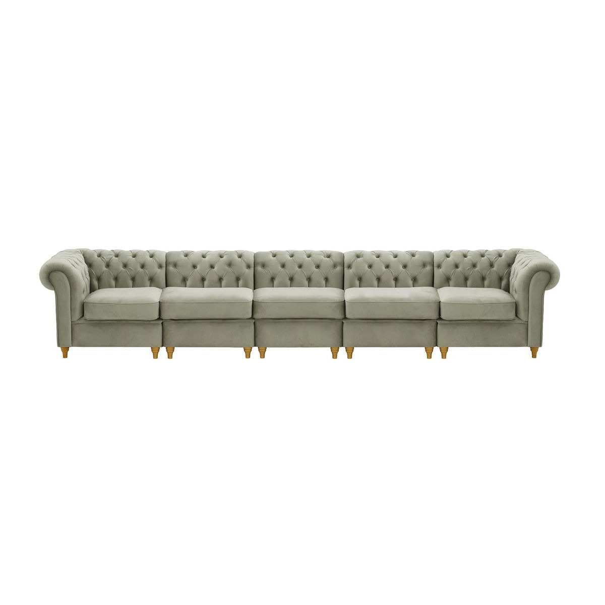 Chesterfield 5-piece Modular Sofa, silver, Leg colour: like oak
