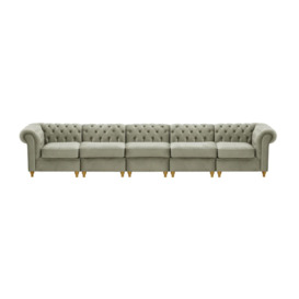 Chesterfield 5-piece Modular Sofa, silver, Leg colour: like oak