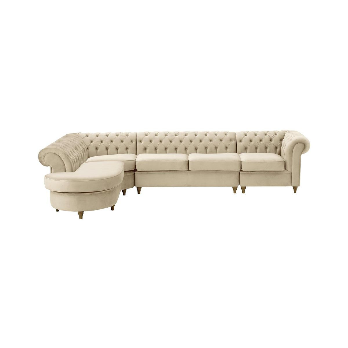 Chesterfield LHF 4-piece Corner Modular Sofa, light beige, Leg colour: wax black