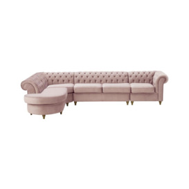 Chesterfield LHF 4-piece Corner Modular Sofa, lilac, Leg colour: wax black