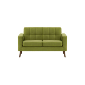 Neat 2 Seater Sofa in a Box, olive green, Leg colour: dark oak