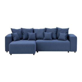 Homely Left Hand Corner Sofa Bed, navy blue - thumbnail 1