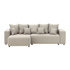 Homely Left Hand Corner Sofa Bed, boucle ivory