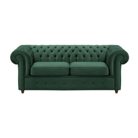 Chesterfield Max 2 Seater Sofa Bed, dark green, Leg colour: dark oak