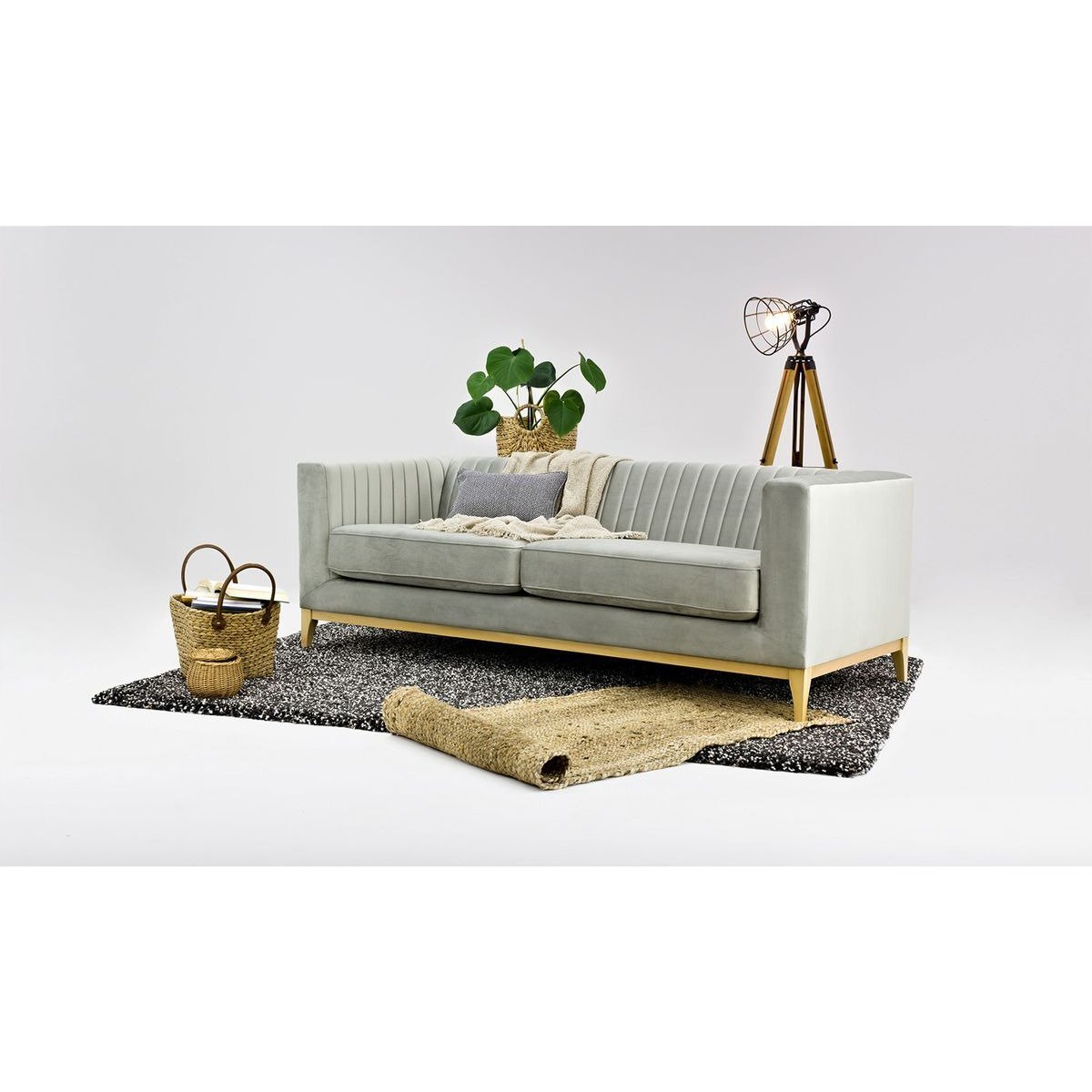 Slender Wood 3 Seater Sofa, V 33 - Rust, Leg colour: black - image 1
