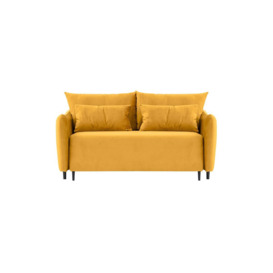 Zoya 2 seater Sofa Bed, mustard, Leg colour: black