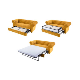 Chesterfield Max Borneo 2-seater sofa bed, mustard, Leg colour: wax black - thumbnail 2