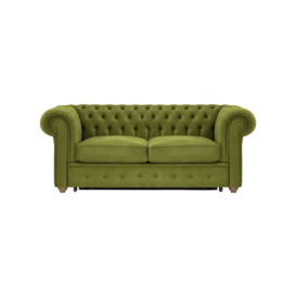 Chesterfield Max Borneo 2-seater sofa bed, olive green, Leg colour: wax black