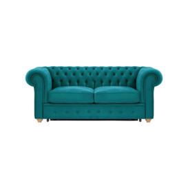 Chesterfield Max Borneo 2-seater sofa bed, turquoise, Leg colour: wax black