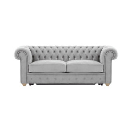 Chesterfield Max Borneo three-seater sofa bed, silver, Leg colour: wax black