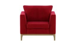 Gosena Wood Armchair, dark red, Leg colour: wax black