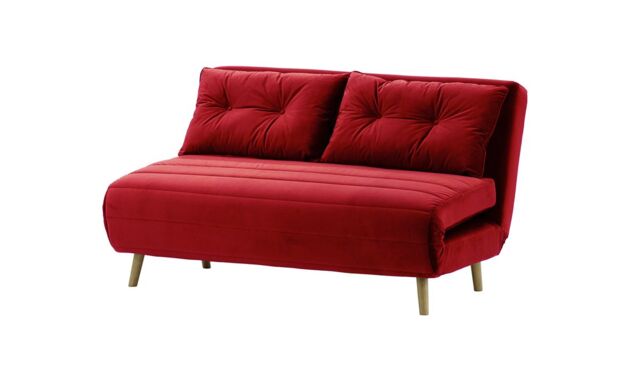 Flic Large Double Sofa Bed - width 142 cm, beige, Leg colour: dark oak - image 1