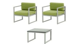 Sunset 3-piece garden furniture set B, green, Leg colour: grey steel