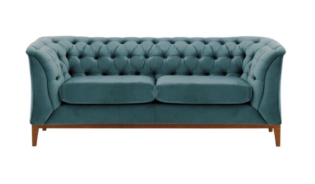 Chesterfield Modern 2 Seater Sofa Wood, light grey, Leg colour: black - image 1