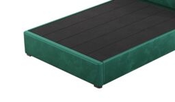 Jewel 4ft6 Double Bed Frame With Luxury Deep Button Quilted Wing Headboard, dark green, Leg colour: dark oak - thumbnail 2