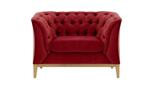 Chesterfield Modern Armchair Wood, dark red, Leg colour: like oak - image 1