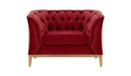 Chesterfield Modern Armchair Wood, dark red, Leg colour: like oak - thumbnail 1