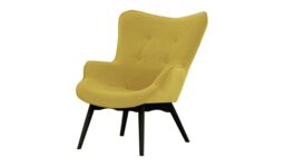 Ducon Wingback Chair, yellow, Leg colour: black - thumbnail 1