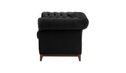 Chesterfield Wood 2-Seater Sofa, black, Leg colour: dark oak - thumbnail 3