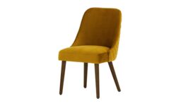 Albion Dining Chair with Stitching, mustard, Leg colour: dark oak