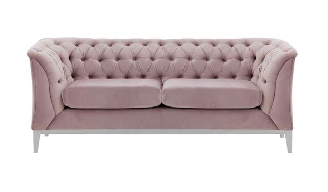 Chesterfield Modern 2 Seater Sofa Wood, lilac, Leg colour: white - image 1