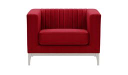 Slender Wood Armchair, dark red, Leg colour: white