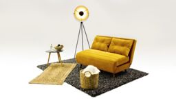Flic Small Sofa Bed - width 103 cm, beige, Leg colour: wax black - thumbnail 3