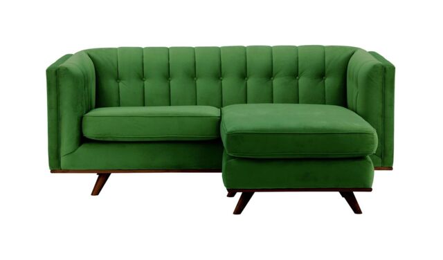 Vicenza Universal Corner Sofa, dark green, Leg colour: dark oak - image 1