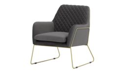 Foxe Metal Frame Armchair with Stitching, graphite, Leg colour: gold metal frame - thumbnail 1