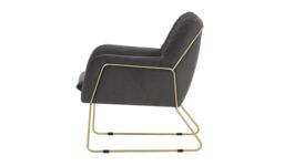 Foxe Metal Frame Armchair with Stitching, graphite, Leg colour: gold metal frame - thumbnail 3
